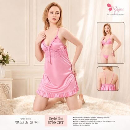 Women’s Lace Trim Nightdress with Matching Bikini Set