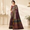 Plum Tussar Silk Saree