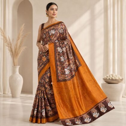 Bishnupur heritage batik silk saree with hand-painted detailing