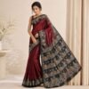 Bishnupuri hand painted silk saree in 3-ply pure silk