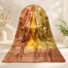 Copper brown and golden Tussar silk saree with white floral motifs