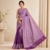 Hand painted Bishnupuri silk saree in pure 3-ply hand batik silk