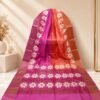 Silk Mark Certified Tussar Silk Saree in magenta and coral with cream floral motifs